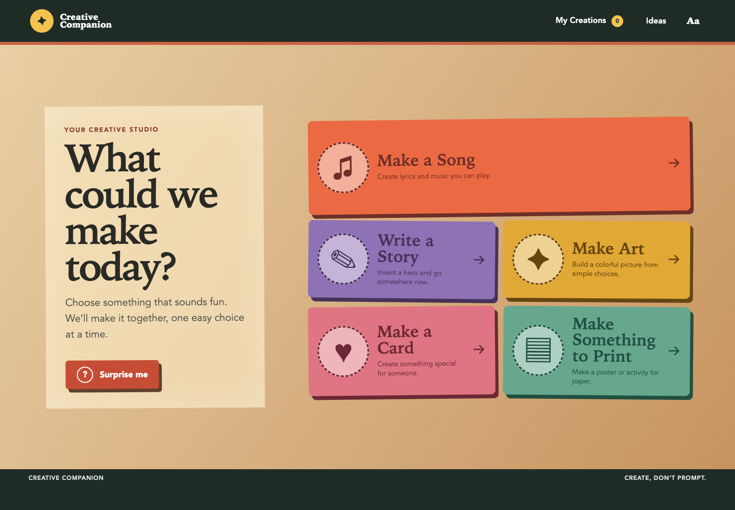 Creative Companion home screenshot